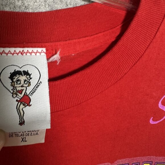Vintage XL Betty Boop T-Shirt Tee Short Sleeve Outta My Way Sale Red 1999 Money - Picture 3 of 13